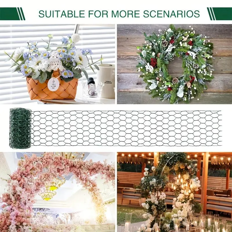 Decorative Garden Mesh Roll, Waterproof Hexagonal Chicken Wire Mesh Roll, DIY Handmade Iron Mesh for Flower Arrangement & Wedding Decoration 5
