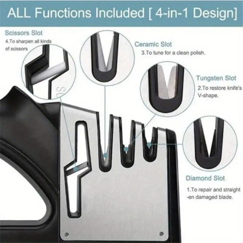 4 in 1 Knife Sharpener, 1 Count Professional Tungsten Sharpeners, Easy To Use Knife Sharpening Tool for Outdoor and Household Use 7