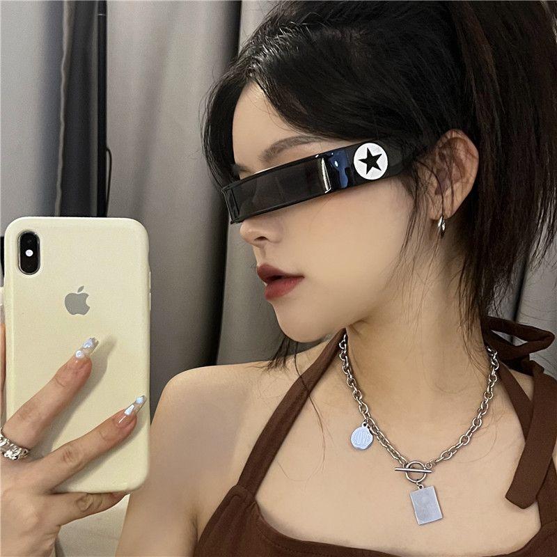 Product Introduction of Millennial Hot Girl Future Tech Sense Rectangular One-piece Narrow Frame Sunglasses Unisex Trendy Party Cycling Sunglasses 3
