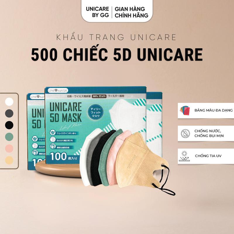 UNICARE LIVE Combo 500 Chiếc Khẩu Trang 5D Kháng Khuẩn Thiết Kế Thời Trang Ôm Mặt
