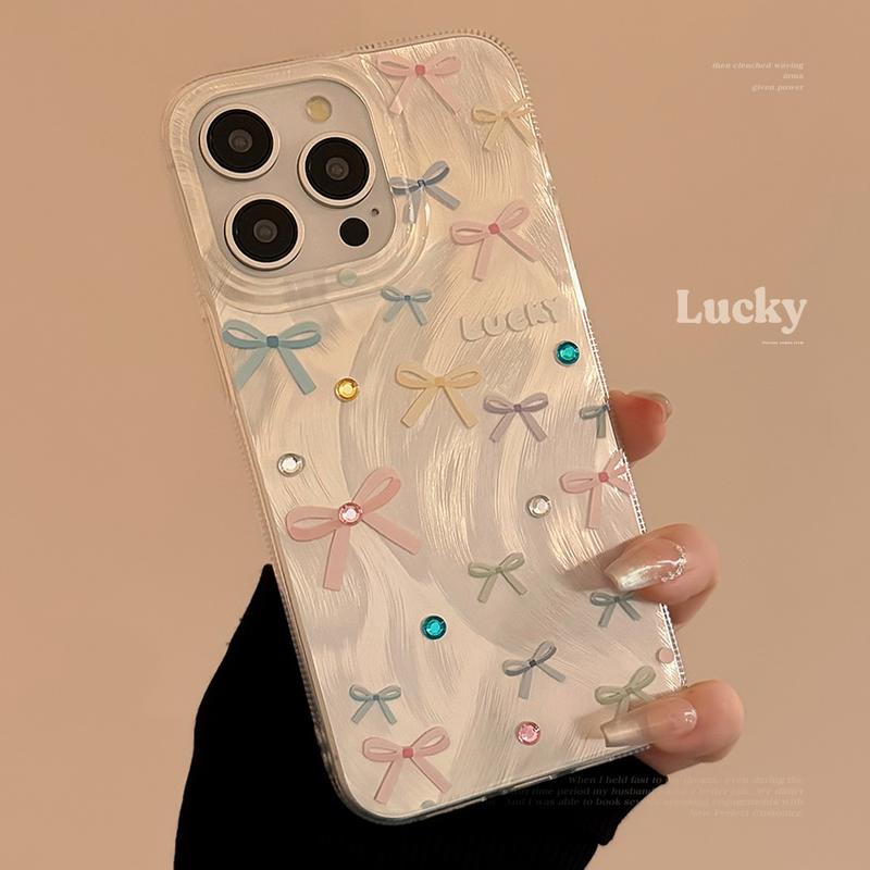 Product Introduction of Dopamine Color Bow for Apple 15 Feather Yarn Iphone13 Phone Case 12 Phone Case 16promax Protector Smartphone Protector Smartphone Cover Protective Shockproof Casing Cellphone 5