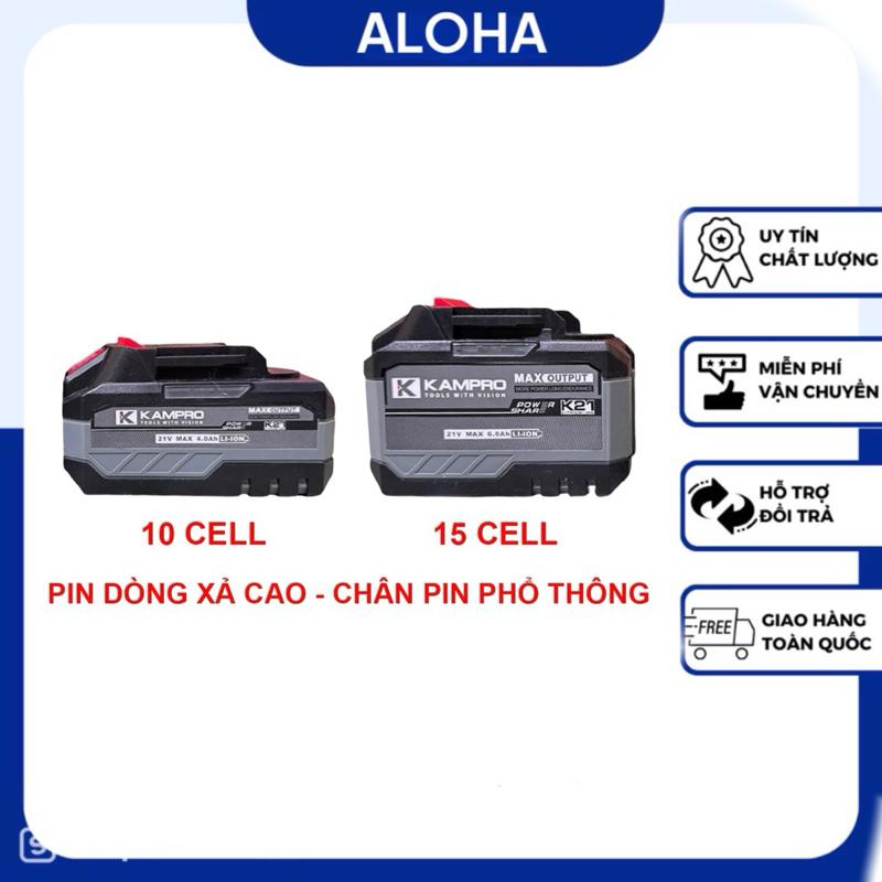 Chính Hãng Pin 15 Cell 10 Cell KAMPRO 21V Dung Lượng 6 Ah chân pin phổ thông