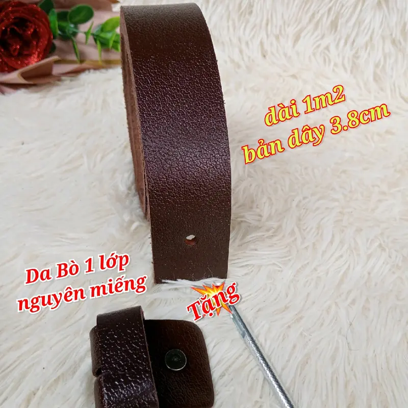 Dây Thắt Lưng Da bò Không Đầu khóa ( Da Bò thật 100.% ) bản dây 3.8cm 1