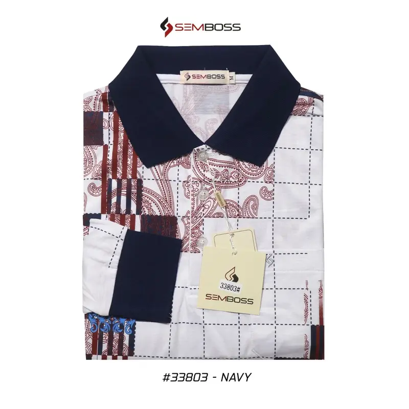 Kaos Kerah Pria Semboss Lengan Panjang Bahan Katun Adem Berkantong 33803A 8