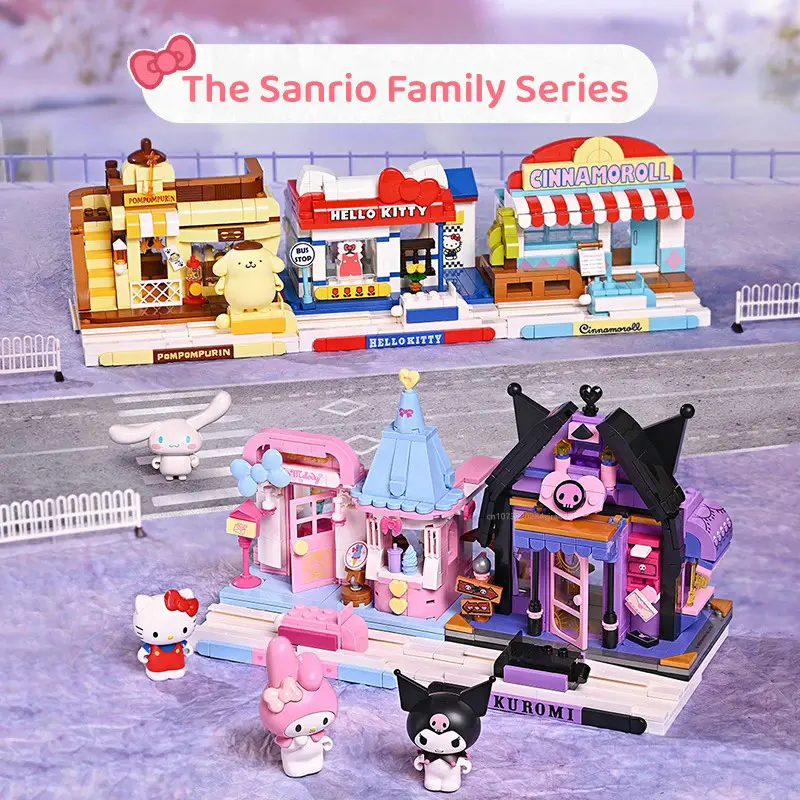 Sanrio Assembled Toy Building Blocks Hello Kitty Kuromi Cinnamoroll My Melody Model Bricks Toy Ornament Children Gifts Girl