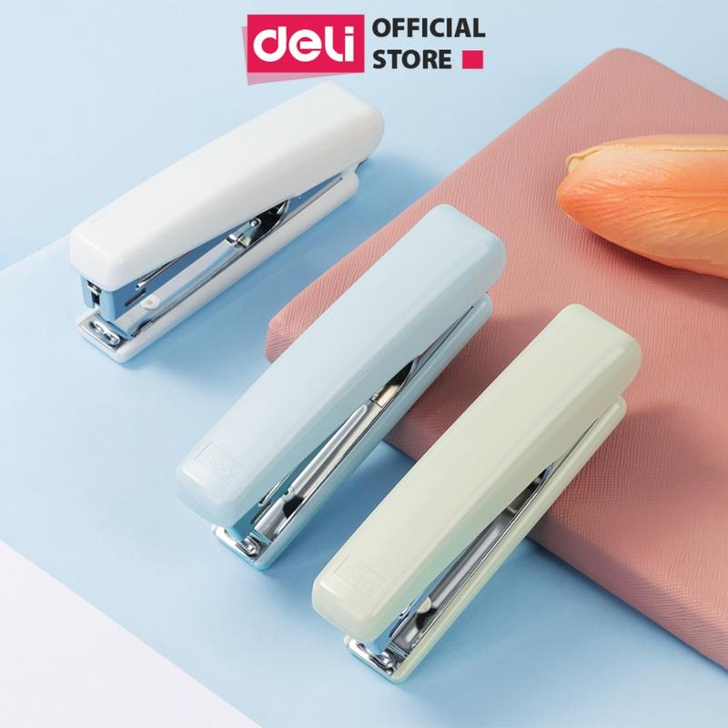 Dập Ghim Học Sinh Văn Phòng Mini Deli - 30 Trang Ghim Bấm Giấy Số 10 Màu Pastel Dễ Thương Nhỏ Gọn Tiện Lợi