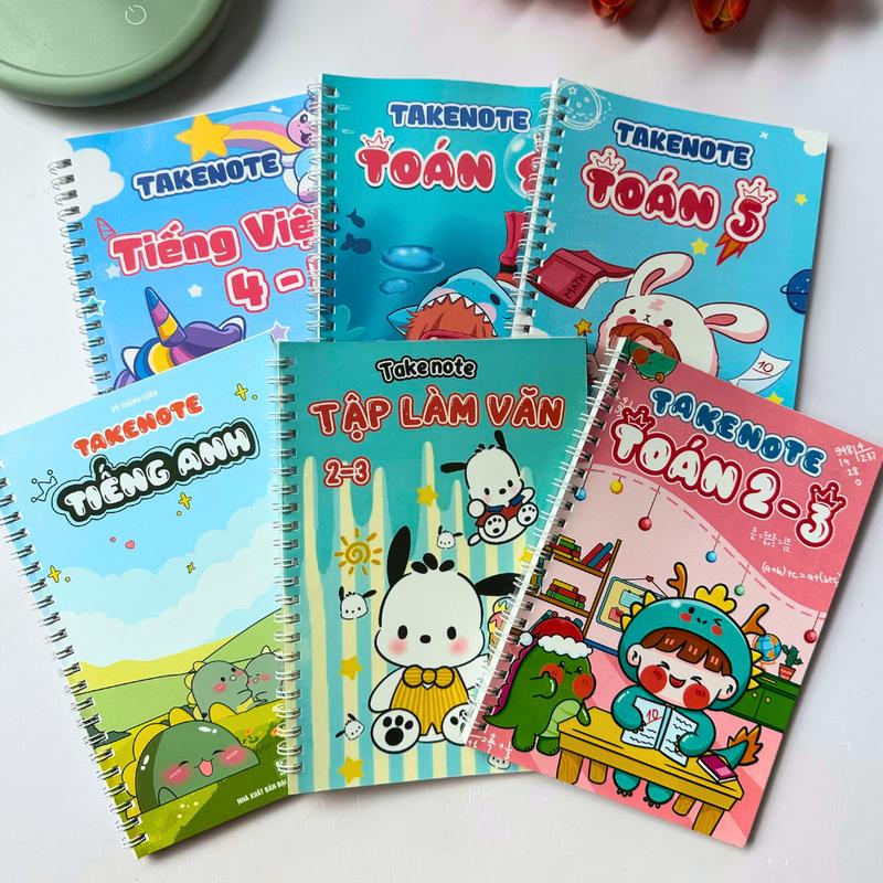 Combo 6 Cuốn Sổ Tay Bằng Giấy A5 Take note Tiểu Học ( Toán 2-3. Toán 4, Toán 5, Tiếng Việt 4-5, Tập Làm Văn 2-3, Tiếng Anh)