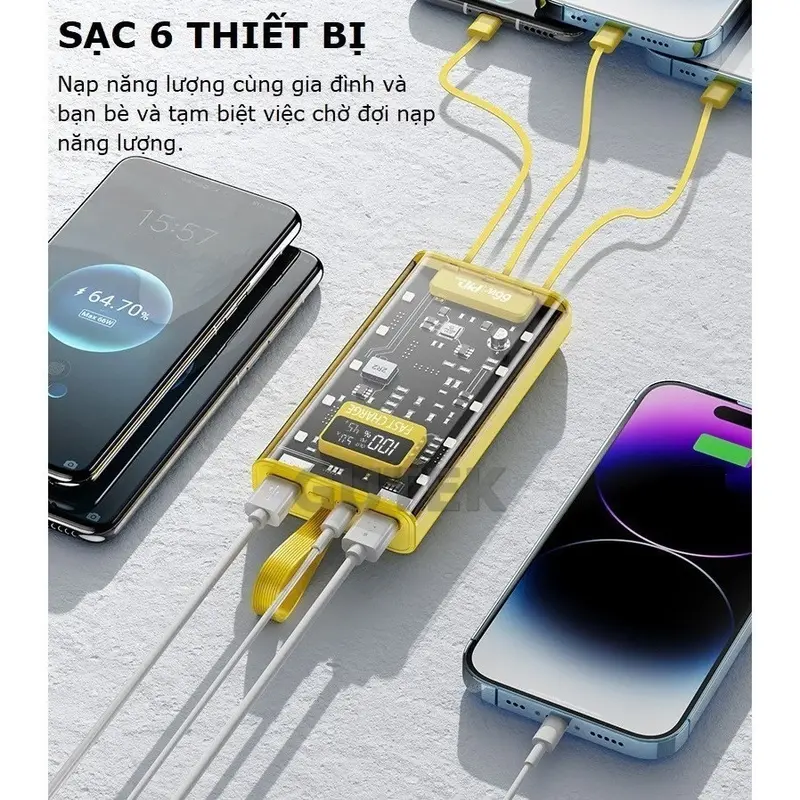 Sạc Pin Dự Phòng 30.000mah Tặng cáp 4 in 1 Sạc Nhanh PD22.5W Tích Hợp 4 Dây Sạc - Đèn Led Chiếu Sáng SP01 sạc  dự 100w 7