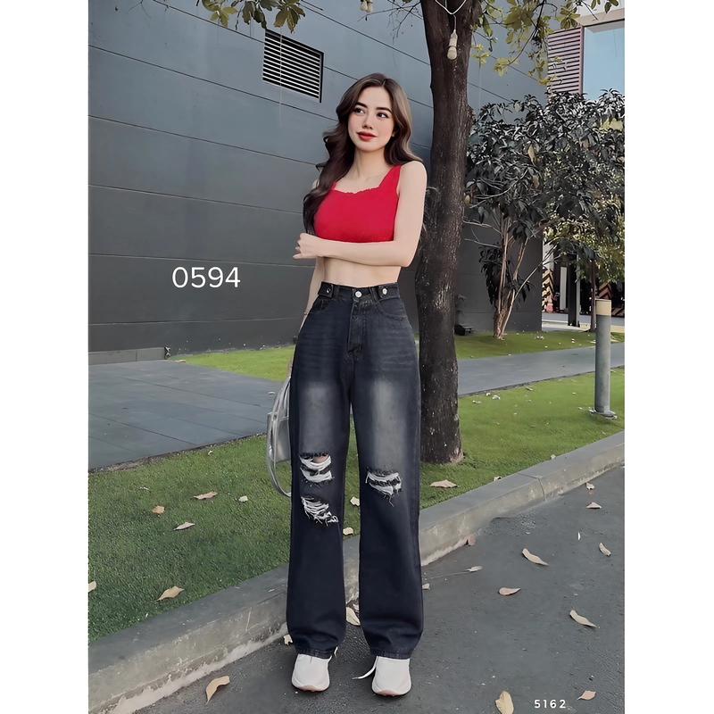 quần bagy jean nữ lưng cao hack dáng  store MS0594 3