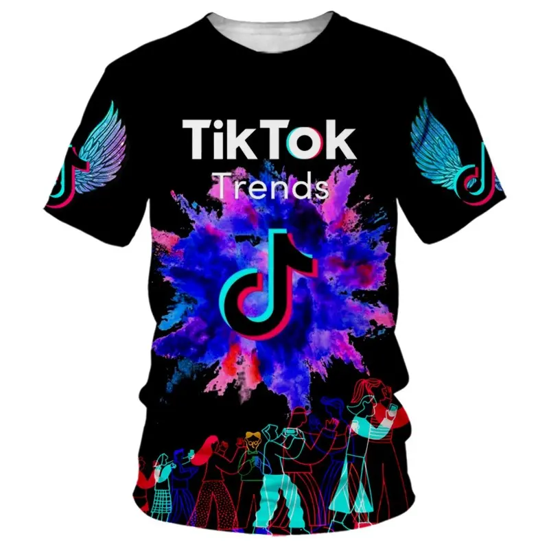 Men's clothing, One Piece T-shirt, high quality, TikTok logo, large size graphics, street fashion T-shirt, polyester fiber breath short sleeves, men's top