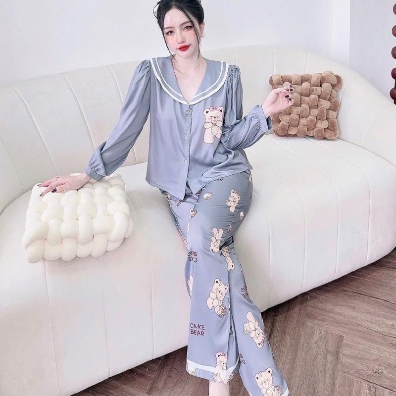 BỘ LỤA NỮ TAY DÀI QUẦN DÀI CỔ SAM NEW TAY PHỒNG - CHẤT LUA LATIN FROM 40< 60kg 0
