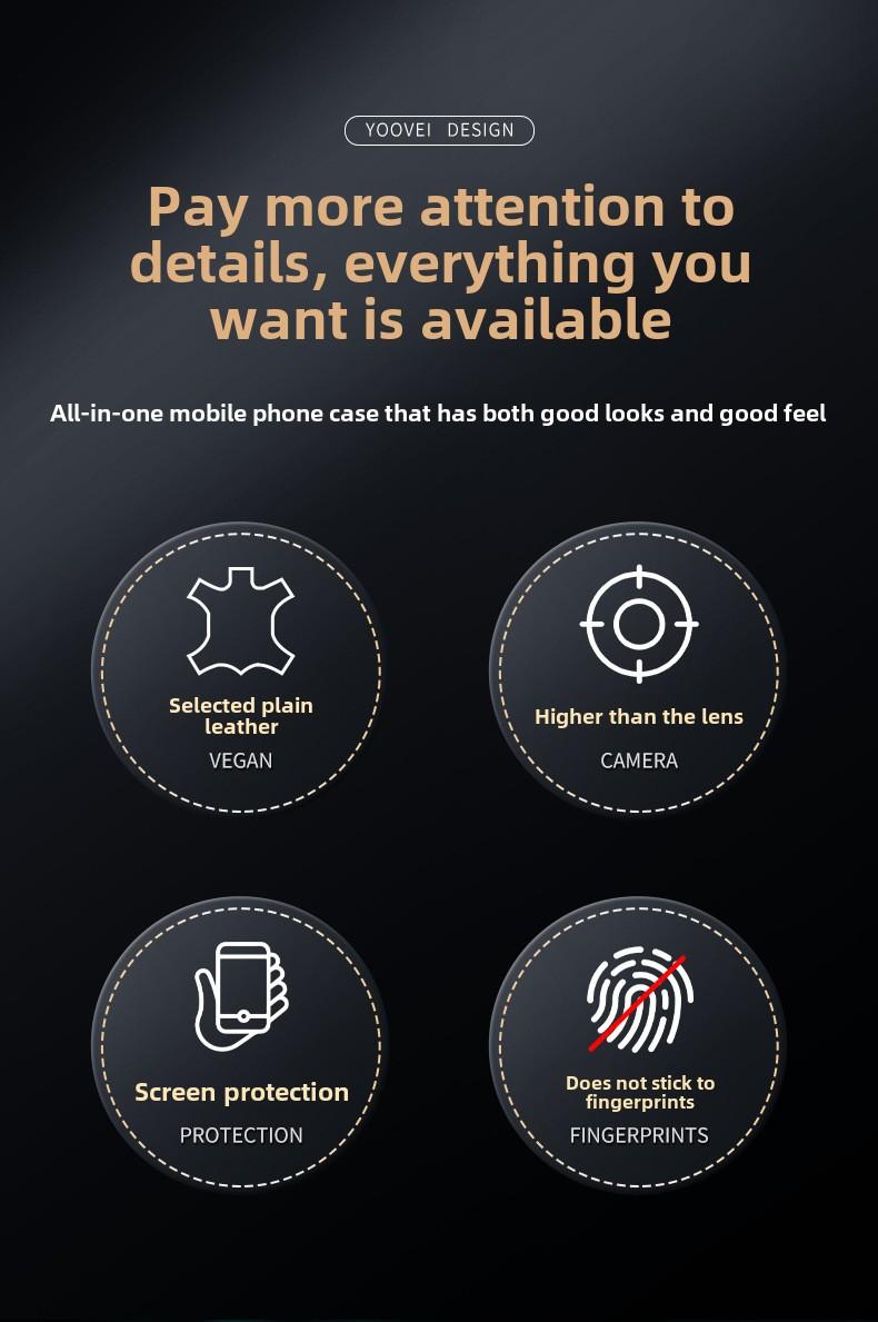 Product Introduction of Magnetic Phone Case, Luxurious Genuine Leather, Suitable for iPhone 12 13 14 15 16 Pro Max and 14 15 16 Plus, Magnetic Safety Protective Case, with P-shaped Fixing Ring, Stand Logo, Cut-out Back Cover 3