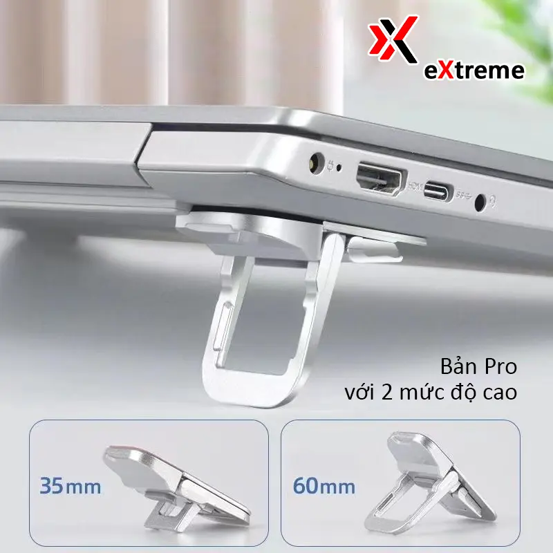 Kê tản nhiệt laptop mini eXtreme GL1201 giá nâng laptop với 2 mức độ cao, tản nhiệt x5 - Bản Pro giado