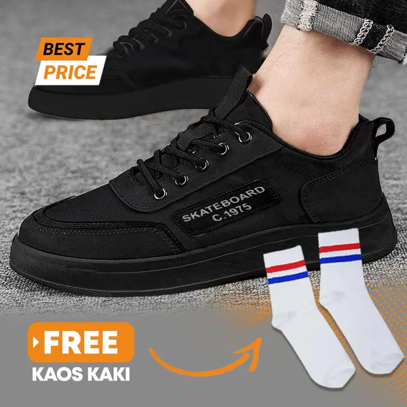 Sepatu sneakers Skateboard ( Gratis Kaos Kaki Pria Sneakers Pria Premium Speatu Pria Ketzo Max ) Shoes Hitam 4