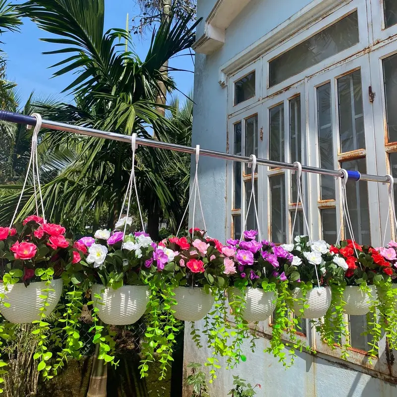 Combo chậu hoa đỗ quyên kèm chậu nhựa tròn cắm sẵn, mix lá rủ trang trí decor… Decor Phòng Trang Trí Nhà, ban công, lan can, quán cà phê, nhiều không gian xinh xắn hoặc phân khúc bình hoa đỗ quyên để bàn kèm chậu nhựa cắm sẵn cao 25-30cm 1