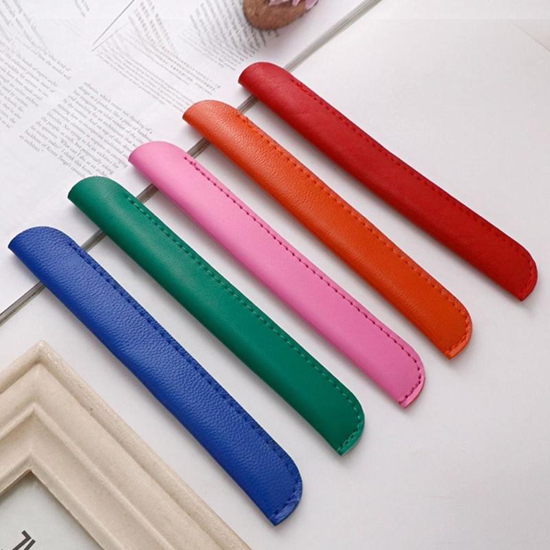 Product Introduction of Pen Sleeve PU Leather PU Pencil Bags Solid Color Large Capacity Pen Pouch Pencil Case Office Supplies 14