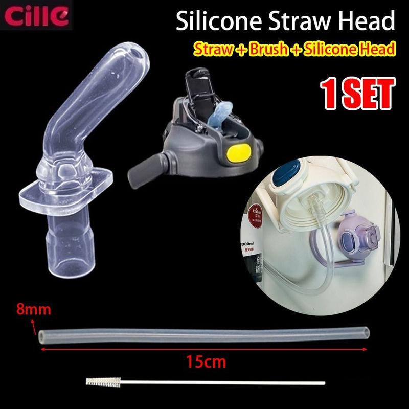 1 Bộ Mới Cấp thực phẩm Bộ ống hút silicon Với bàn chải Chịu nhiệt Hút miệng Phổ…