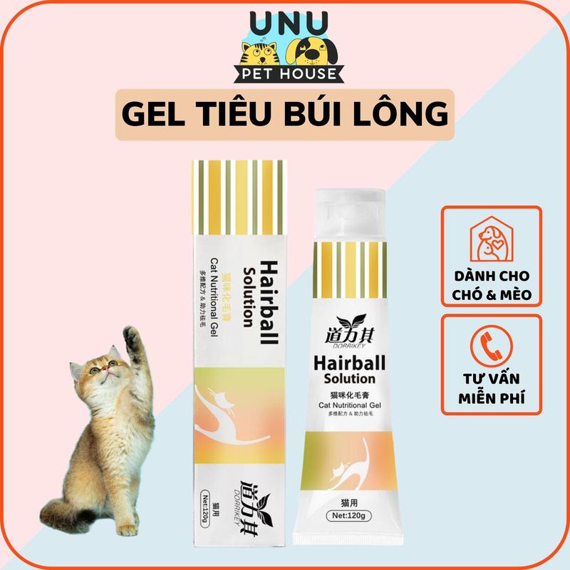 Gel tiêu búi lông mèo DORRIKEY giúp thải loại búi lông, tránh gây tắc ruột cho mèo tuýp 120gr - UNU Pet House