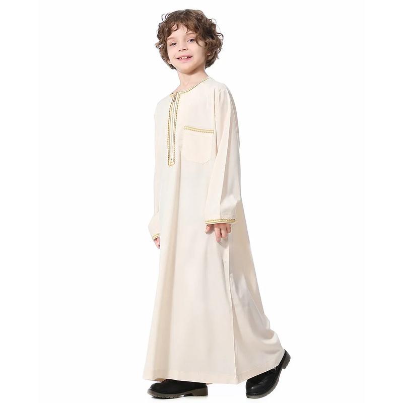 Product Introduction of Dubai Embroidery Patchwork Hijab Abayas Ramadan Muslim Clothing Boys Abaya Jilbab Khimar Turkey Kaftan Moroccan Islam Long Robe 9