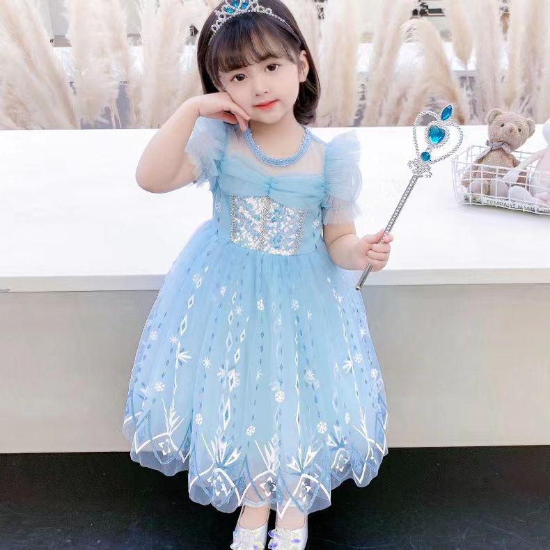 Váy Lưới Mùa Hè Cho Bé Gái, Thời Trang Mới, Váy Công Chúa Elsa Cho Trẻ Em, Váy Biểu Diễn, Thích Hợp Cho Trẻ Sơ Sinh 5