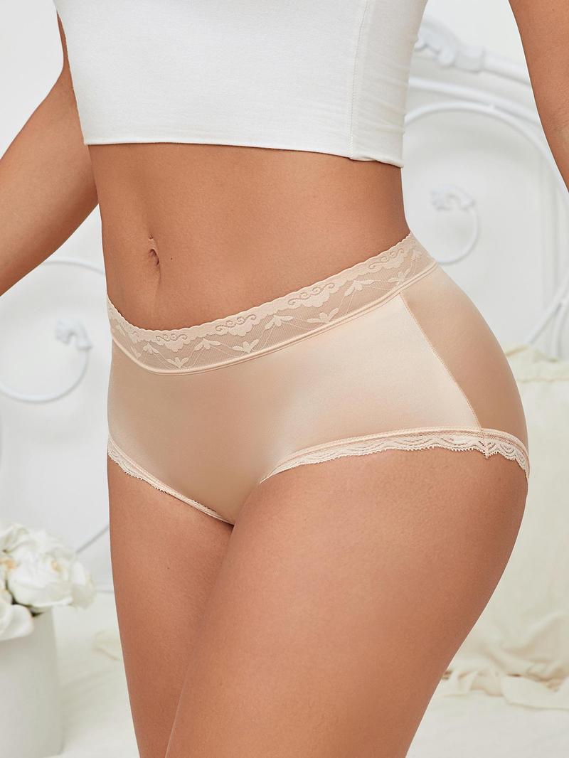 Product Introduction of Women's Solid Color High Waist Panty, Regular Fit Pastel Breathable Comfortable Satin Brief for Daily Wear, Ladies Underwear for All Seasons 5