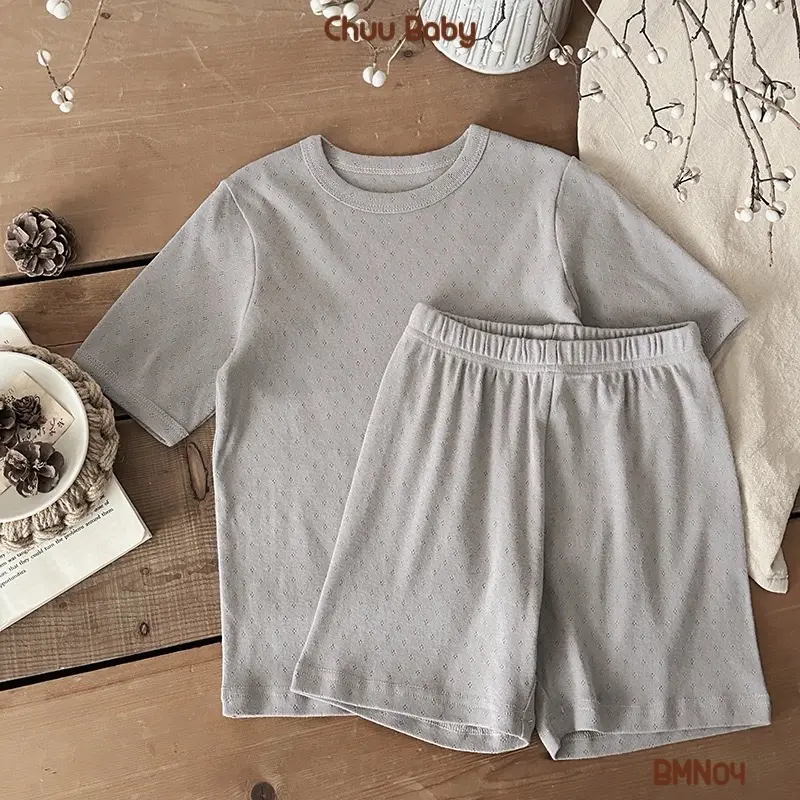 BMN04 Bộ Quần Áo Cộc Basic Chất Cotton Thuần Thoáng Khí Cho Bé Trai và Bé Gái QCCC 7