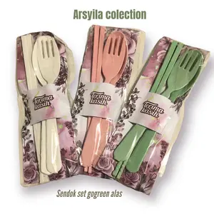 Souvenir pernikahan isi 50 pcs sendok set gogreen kemas alas Kitchenware