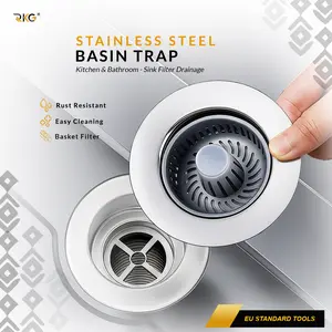 Saringan Wastafel Tekan + Filter Push Type Sink Drain Stainless Steel