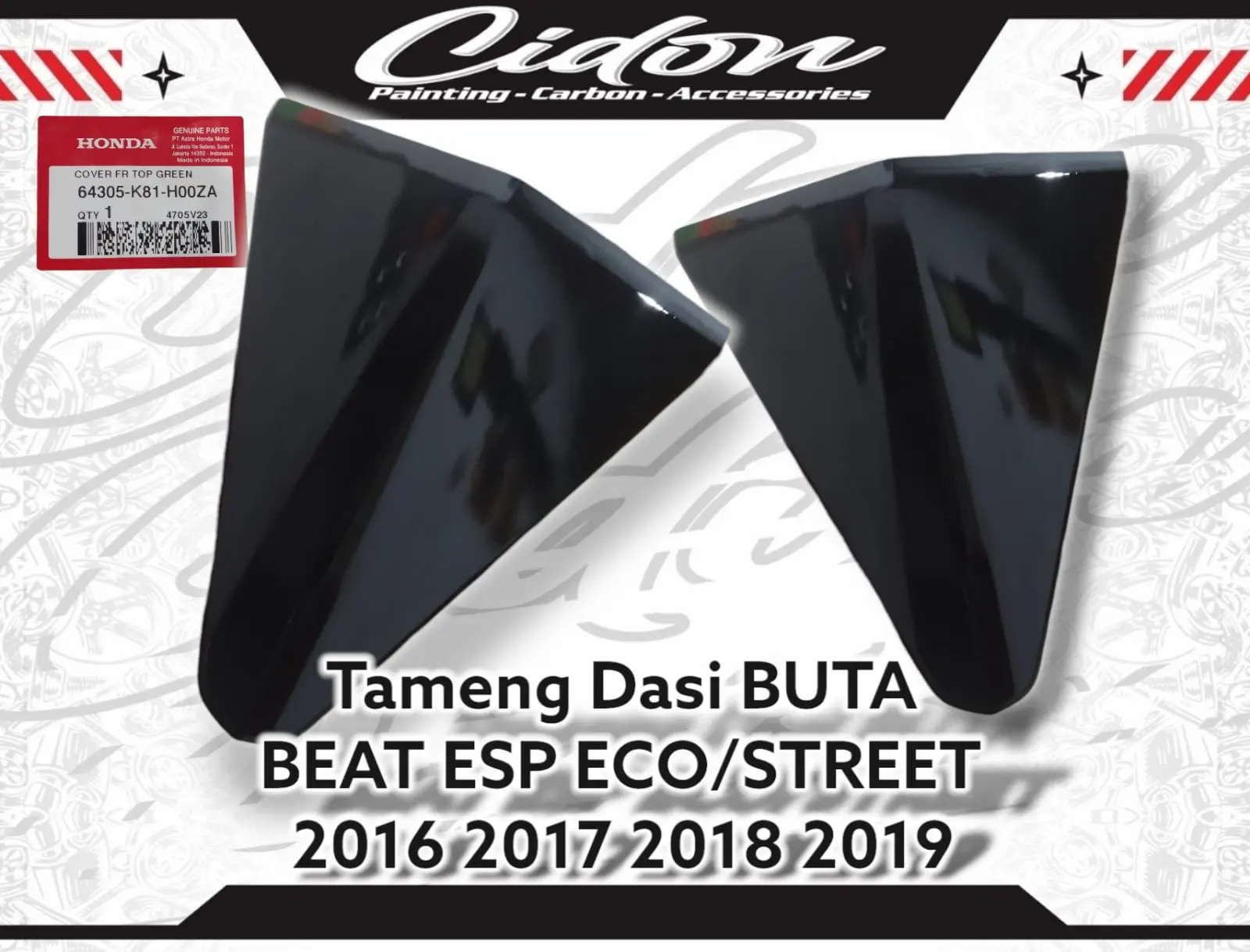 tameng dasi buta top green beat eco esp street hitam glossy 2016 -2019