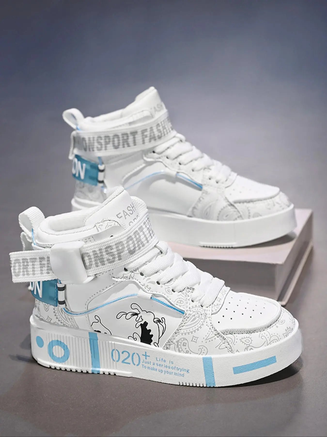 Unisex's Lace Up High Top Sneakers, Casual Sporty Running Shoes for Kids, Breathable Comfortable Non-slip Sneakers for Daily Wear