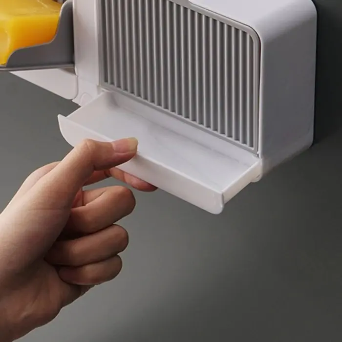 Wall Soap Tempat Sabun Batang Kamar Mandi Dinding Tempel Dapur Wastafel Drain Box Soap Multifunction Bar Soap Box Anti Debu Air Dust Proof Waterproof Dengan Pengering Soap Bar Organizer Open Flip 4