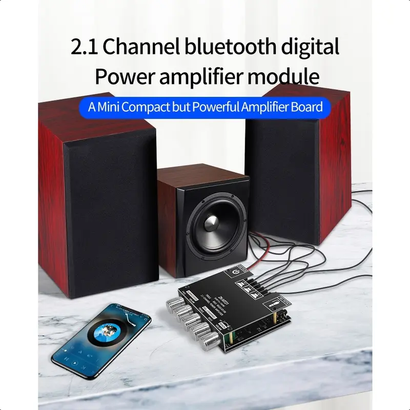 ZK-MT21 Bộ Khuếch Đại Công Suất Âm Thanh Bluetooth TPA3116 2.1 Kênh Bluetooth 5.0 50WX2 Công Suất 100W - Phụ Kiện Earphone Phụ Kiện Earphone Nghe Nhạc Mixer【Flash Deal COD】 2