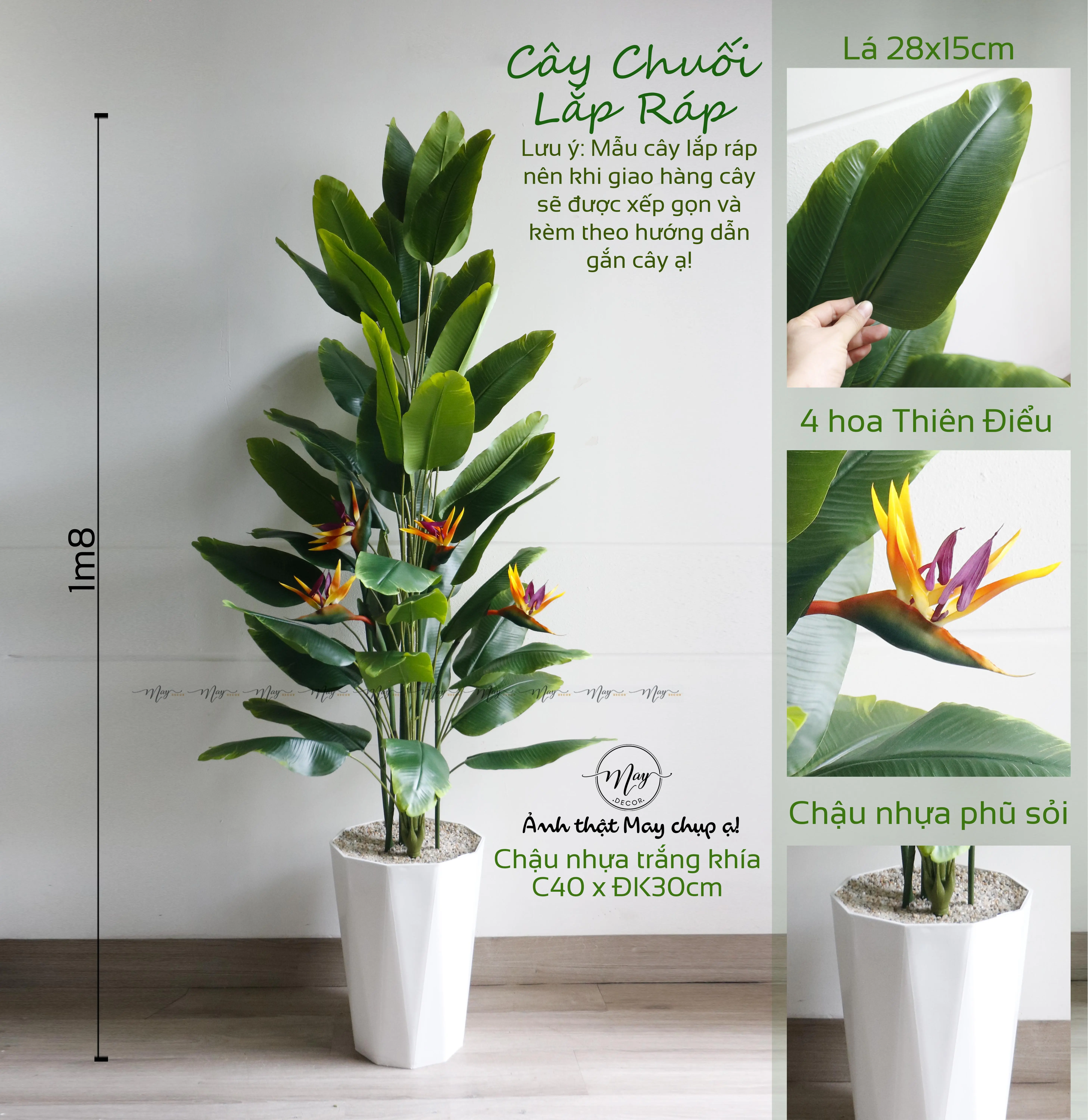 Cây nhân tạo, Chuối Thiên Điểu giả 85,1m3,1m6, decor trang trí nhà cửa, quán cafe, homestay Decor Phòng