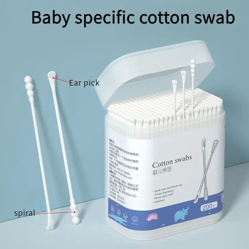 Baby Swabs Baby Special Ear Pick Newborn Children Ear Cleaning Nose Droppings Cotton Swab Stick Clean Ultra-Fine Double Ended Cotton Wwabs