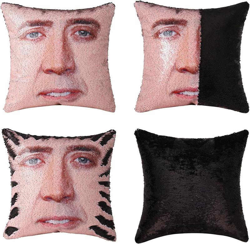 Nicolas cage flip sequin pillow hotsell