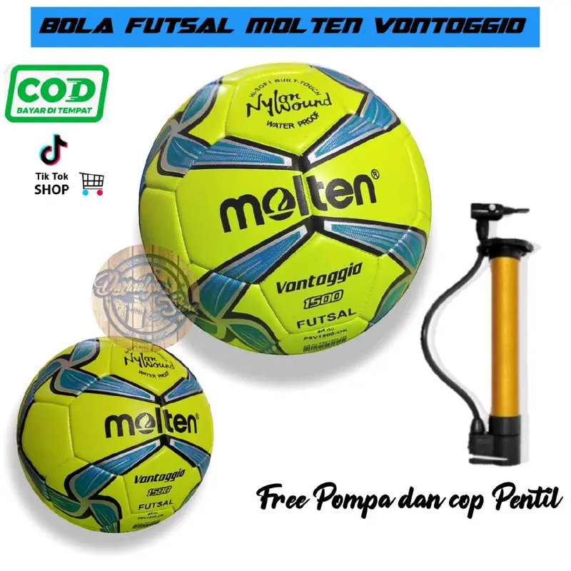 BOLA FUTSAL MOLTEN VONTOGGIO SIZE4 Stabilo Putih biru RANDOM STABILO Ball Kaki 0