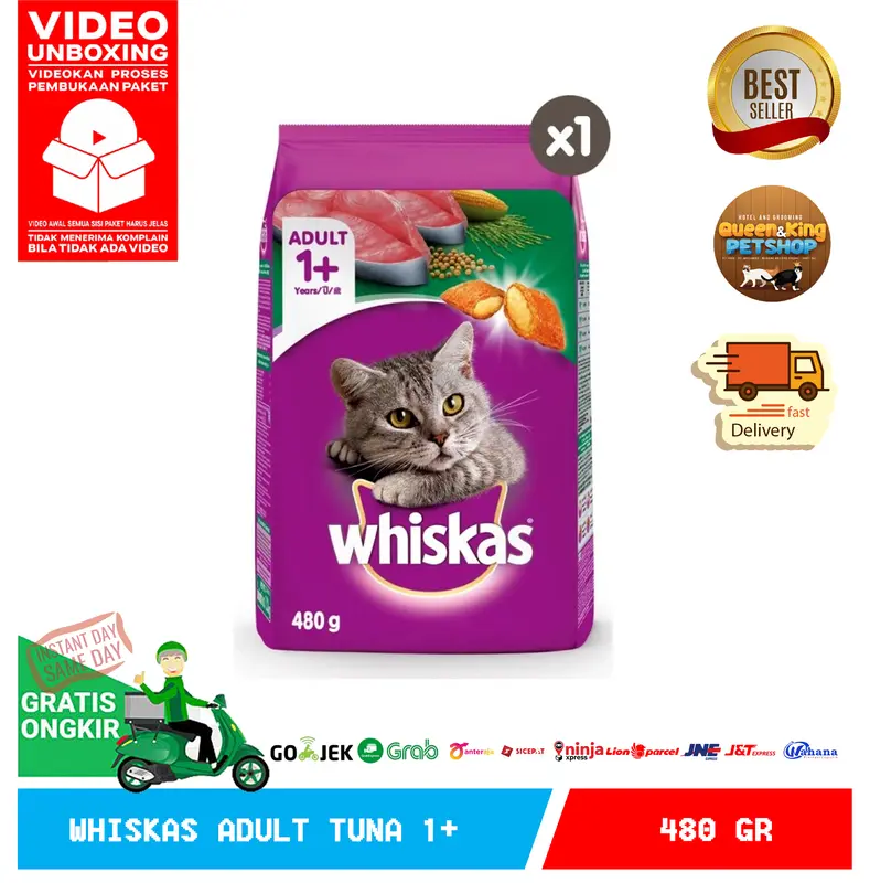 Makanan Kucing Whiskas Tuna Dewasa 1+ 480 Gr 0
