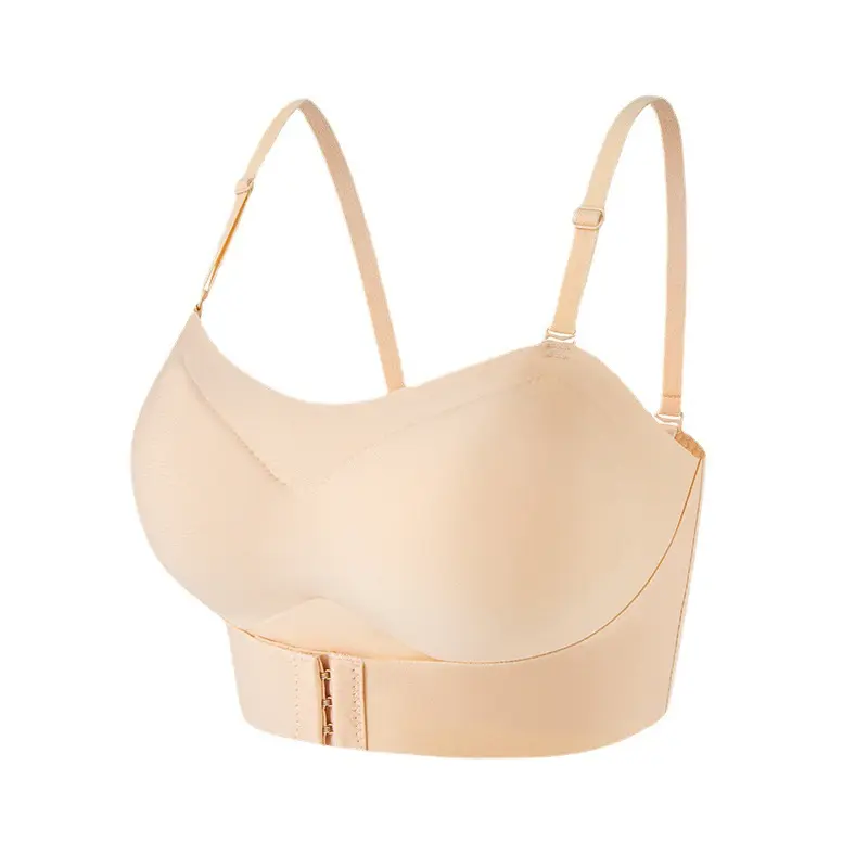 Bra Wanita  Seamless Tanpa Kawat Bra Push Up dengan Tali Transparan Kait Depan Kemben Polos 6
