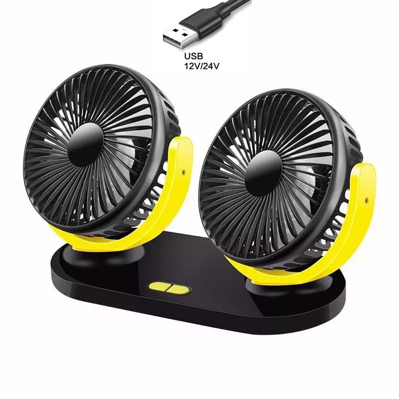 {Kích thước lớn } Quạt điện mini, quạt xe hơi, quạt bàn văn phòng, quạt đôi mini ô tô dùng cho xe 5 chỗ, 7 chỗ, xe tải