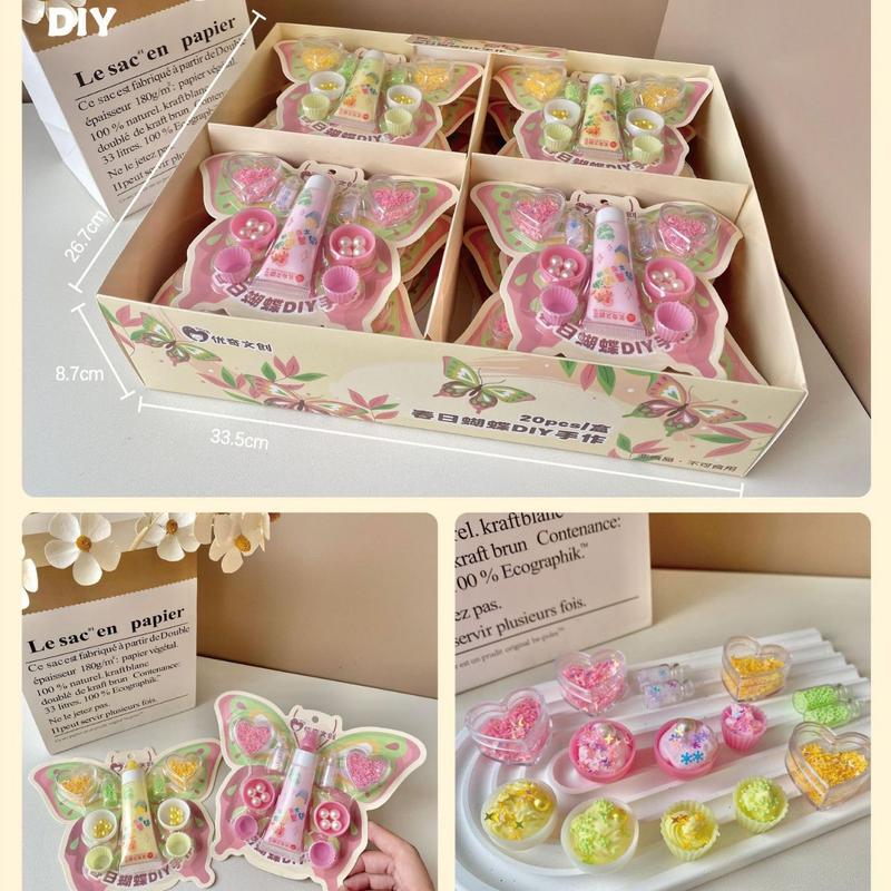 Product Introduction of Children's Stress Relief Toy Spring Butterfly DIY Cream Glue Cartoon Cute Children's Educational Handicraft Toy 2