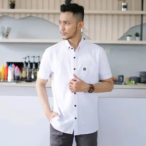 KEMEJA CASUAL LENGAN PENDEK WARNA PUTIH Slimfit Nyaman Kerah Pria Formal