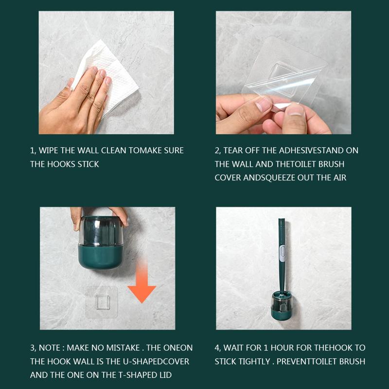 Product Introduction of Bàn Chải Nhà Vệ Sinh Silicon, Gắn Tường, Tay Cầm Dài, Không Đục Lỗ, Có Thể Bổ Sung Chất Lỏng, Bộ Làm Sạch Thủy Lực 10