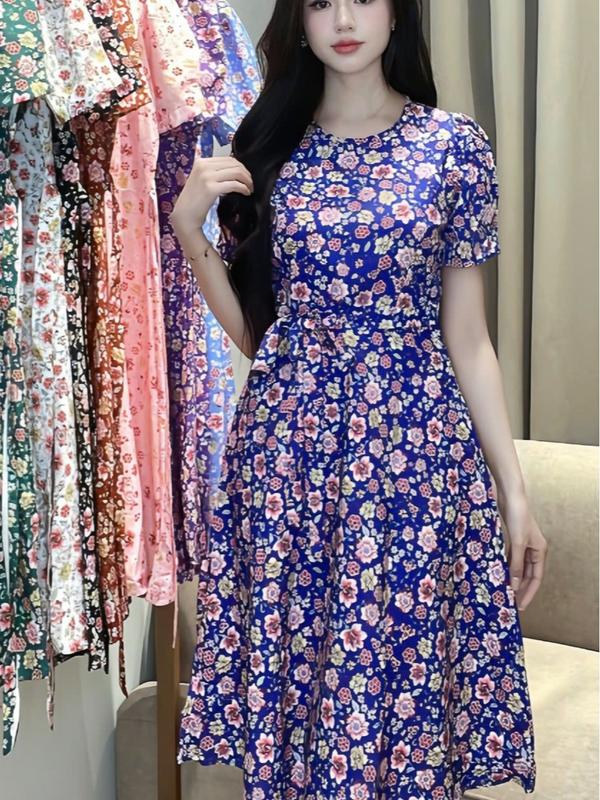 Đầm/Váy Lụa Tay Bồng Hoa To Size Từ 45Kg-75Kg