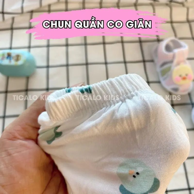 Quần cộc LẺ sơ sinh - Trắng hoạ tiết - Chất thun lạnh, mềm, mịn 4
