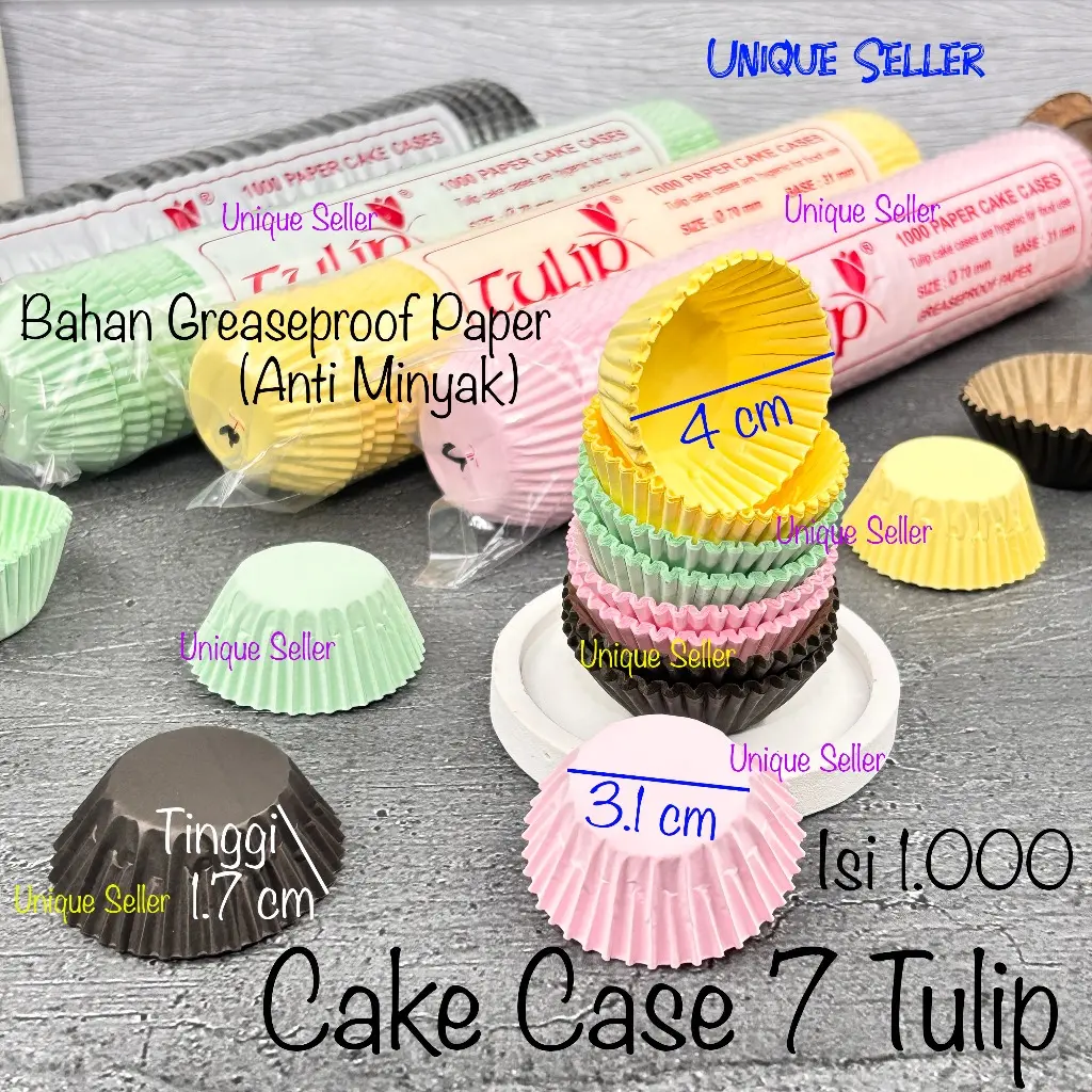 [Isi1000] Cake Case 7 7" Putih Motif Warna Warni & Hitam TULIP Lily Anti Minyak Greaseproof Paper / Kertas Alas Onde Onde Cokelat Coklat Putih Kuning Hijau Hitam Cupcake Cup Cake Case Glassine Hitam WARNA WARNI Pie Susu Roti Kue 7" 7 Motif Hitam 7 cm 7cm