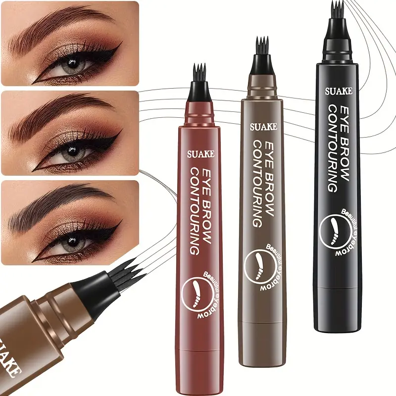 Bút Lông Mày Microblading, 4 Đầu, Không Thấm Nước, Trang Điểm Lông Mày Tự Nhiên Lâu Trôi, Chống Nhòe, Tăng Cường Mắt, 5 Sắc Thái Có Sẵn Mỹ Phẩm