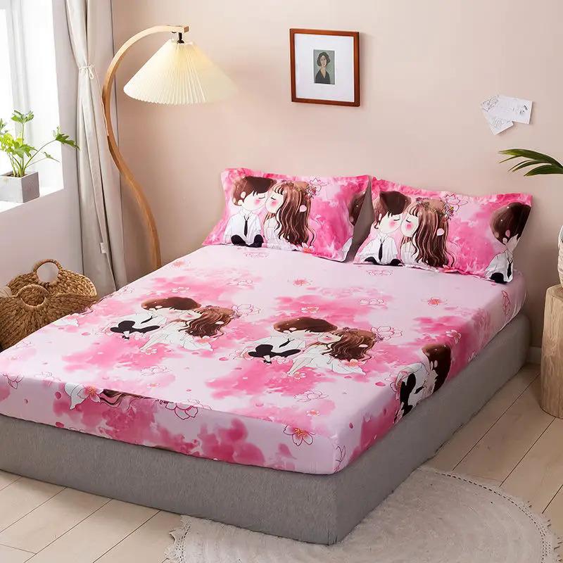 Product Introduction of Mattress Cover With Elastic Band Soft Printed Solid Polyester Fitted Sheet NO Pillowcase Pad Protector Linen Double Queen Size 23
