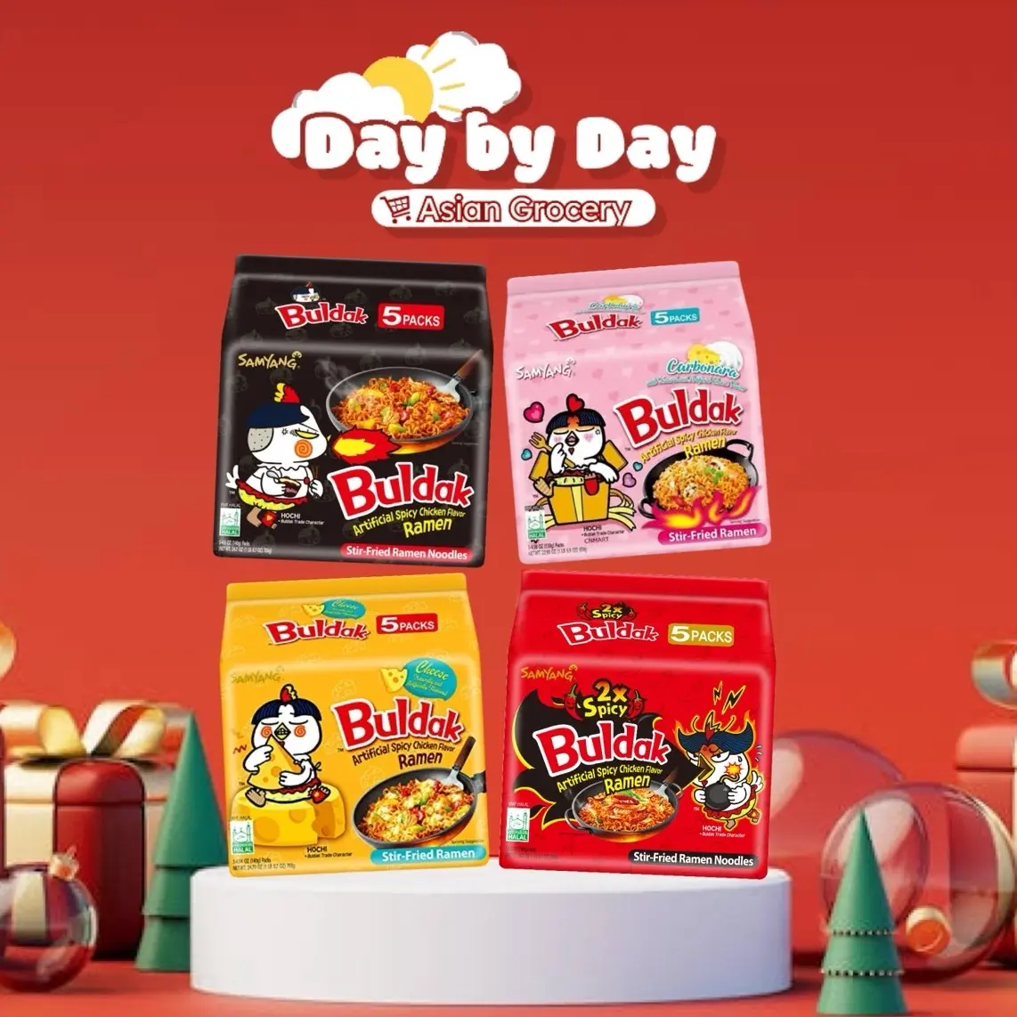DBD Samyang Noodle Buldak Ramen NOT HALAL Dry Noodle 5pcs - ( Creamy Carbonara / Original / Cheese / Buldak Carbonara / Quattro)- Buldak Instant Food