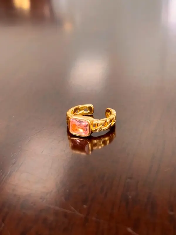 Women's Elegant Colorful Square Zirconia Decorated Cuff Ring, Exquisite Trendy Ring, Fashionable Jewelry for Women As Gift 2
