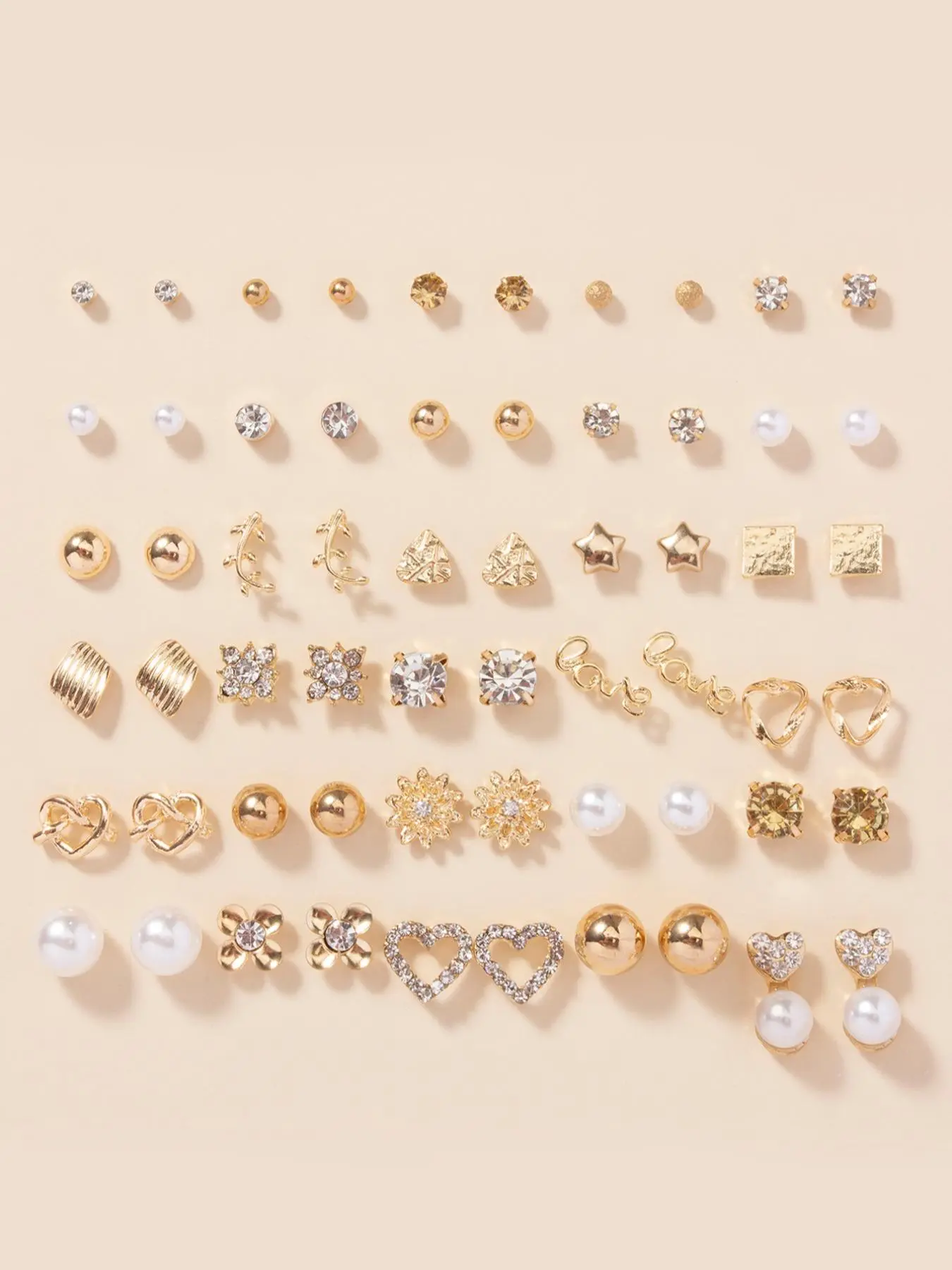 Faux Pearl & Rhinestone Decorated Heart Shape Earrings Set for Gift, Casual Studs Earrings Jewelry for Women, Earring Set Holiday Gift